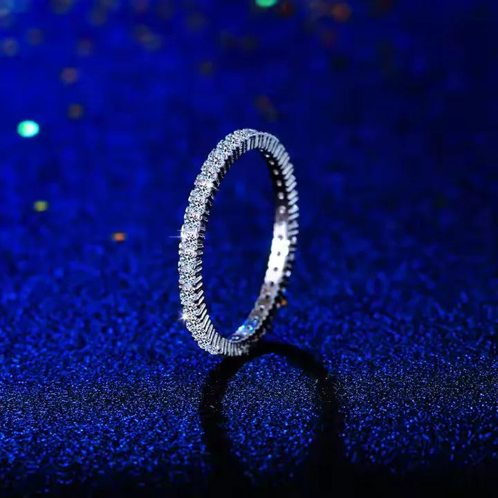 Super Shiny Stack Fine Rings Women Full Cubic Zirconia Stone Sterling Silver 925 Stackable Wedding Ring for Unisex Daily Wear