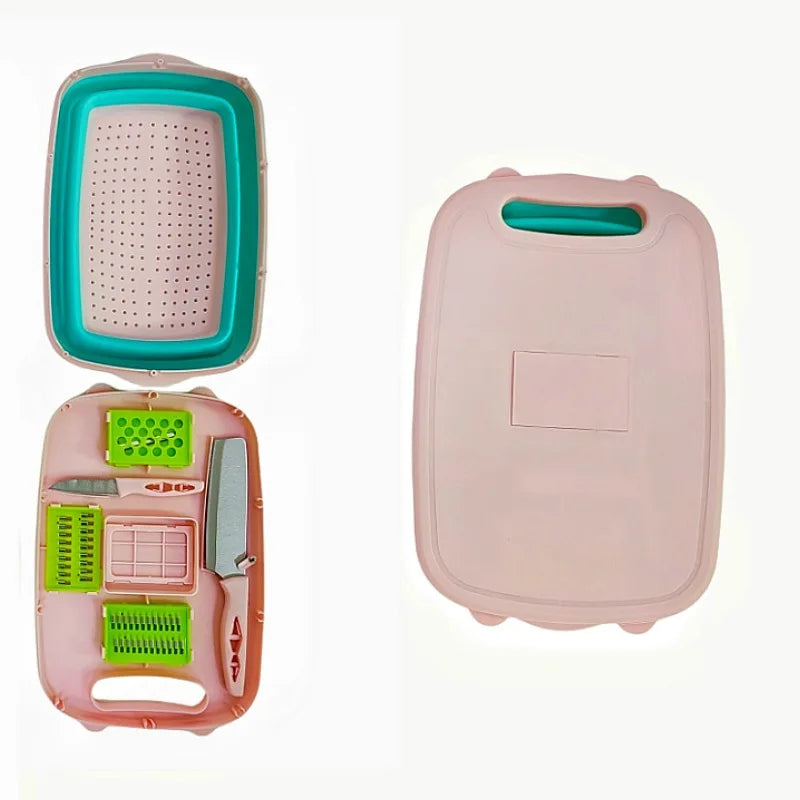 9 in 1 Food Board Camping Cutting Board Vegetable Grater Multi-function Cutting Tool Drain Basket Outdoor Cooking Tools