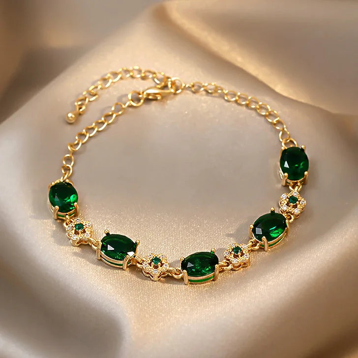 SC Trendy Temperament Zircon Chain Bracelet Bright Diamond Bracelet Adjustable Gold Plated Bracelet for Women and Girls