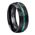 8MM Alin Hammered Black Plated Green Opal Inlay Moissanite Tungsten Carbide Wedding Alliance Ring Jewelry Wholesale