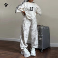 Custom logo Sweatsuit Women 100% Cotton Two Piece T Shirt and Wide Leg Sweatpants Set Wholesale Tracksuit Jogging Suits