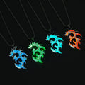K014 New Design Creative Chinese Zodiac Jewelry Hip Hop Glow in the Dark Necklace Luminous Flame Dragon Pendant Necklace for Men