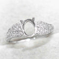 Sterling Silver 6*8mm Semi Mount Ring Frame Empty Blank Support Claw Setting S925 Base Holder Without Center Stone for DIY Inlay