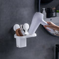 Two in One Powerful Vacuum Suction Cup Hook  Suction Shower Holder Wall Hooks Hair Dryer Holder With Toothbrush Hook