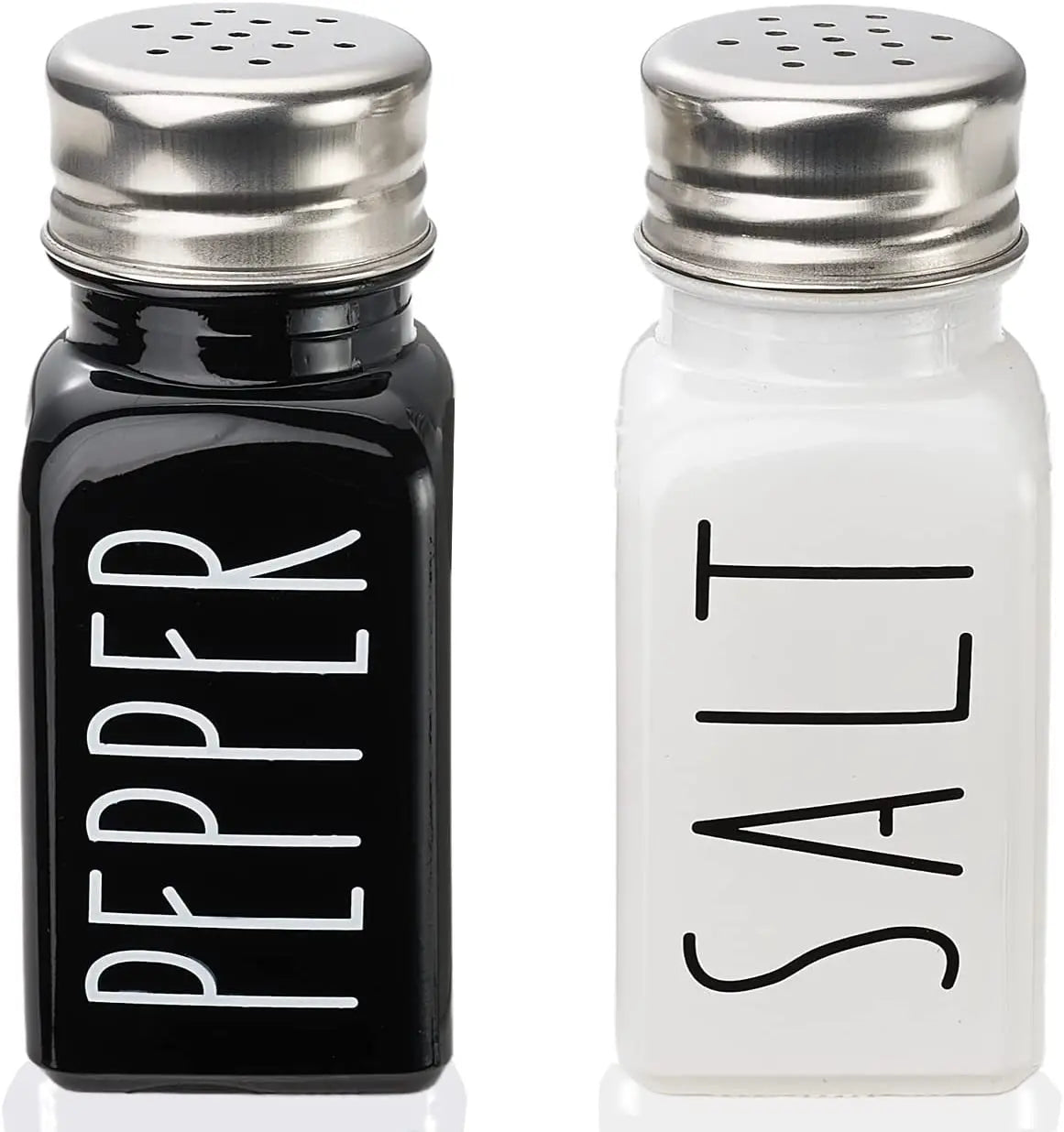 Hot Sale 2 Pieces of Salt and Pepper Shakers Set Glass Salt and Pepper Shakers Set with Stainless Steel Shaker