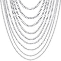 HOT Wholesale 1.3mm-4mm 925 Sterling Silver Round Circle Rolo Chain Necklace Woman Man Clavicle Rolo Belcher Necklace Chain Gift