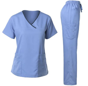 Women Nurse/Doctor Lab Uniform Set Short Sleeve Tops+Pant Suit Workwear Fashion Manual Design Medical Uniforms