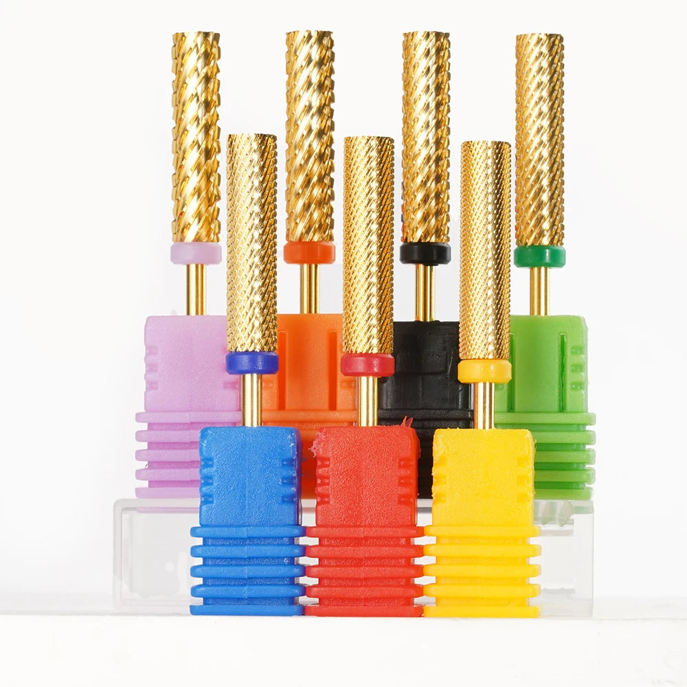 Super Long Nail Drill Bit Small Barrel Flat Top Carbide Milling Cutter Strong Polishing Nail Gel Manicure Polisher Bits