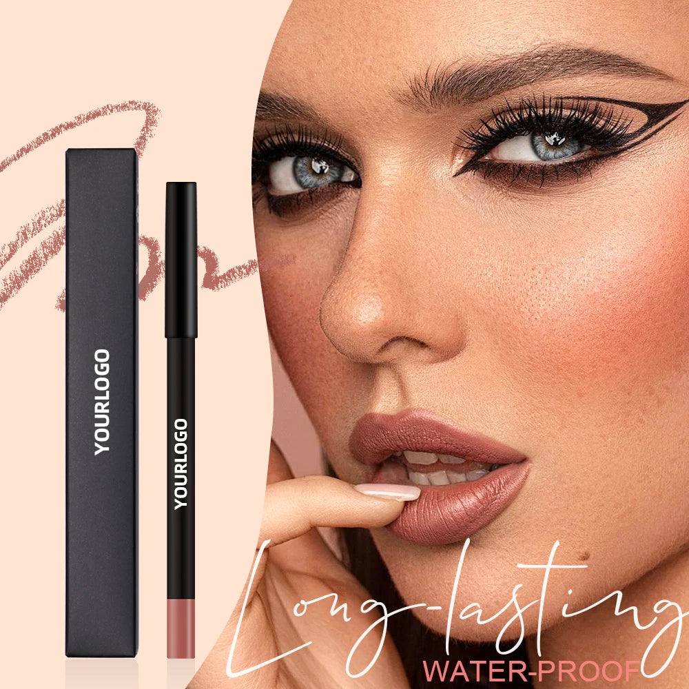 Custom Private Label Natural Waterproof Lip Glaze Vegan Lip Liner 2-in-1 High Pigment Matte Creamy Cruelty Free Lip Liner Pencil