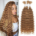 #27 Brazilian Remy Human Hair Weaving Extensions Deep Wave Machine Double Weft 50g/Pack 14-24 Inch Braiding for Darker Colors