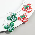 Wholesale New Stock Christmas Acrylic Drop Earrings Cute Cartoon Resin Mouse with Bow Circular Round Anime Design for Girls