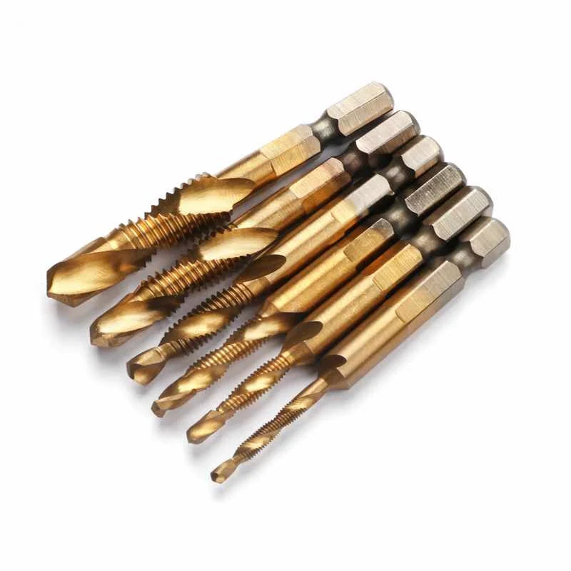 Multi-Functional Titanium-Plated Drill and Tap Integrated Hexagonal Handle Steel Application Composite Tool