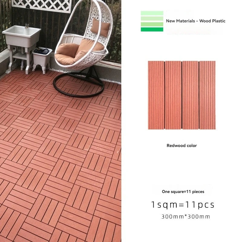 European-Style Waterproof WPC DIY Interlocking Deck Tile Outdoor Use Brushed Technics DUAL LOCK