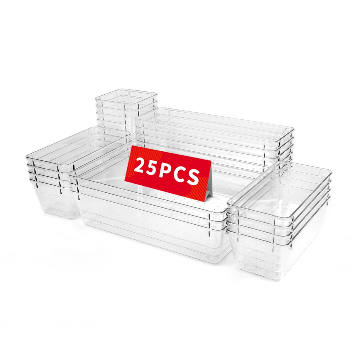 7/16/25PCS Multifunctional clear Plastic Drawer Organizer Tray for Cosmetics Kitchen Utensils Jewelry and Small Tools