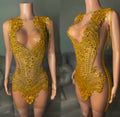 Ocstrade Luxury Clothing Mini Corset Mini Party Club Dresses Women Gold Rhinestone Birthday Dress Diamond Glitter Prom Dresses