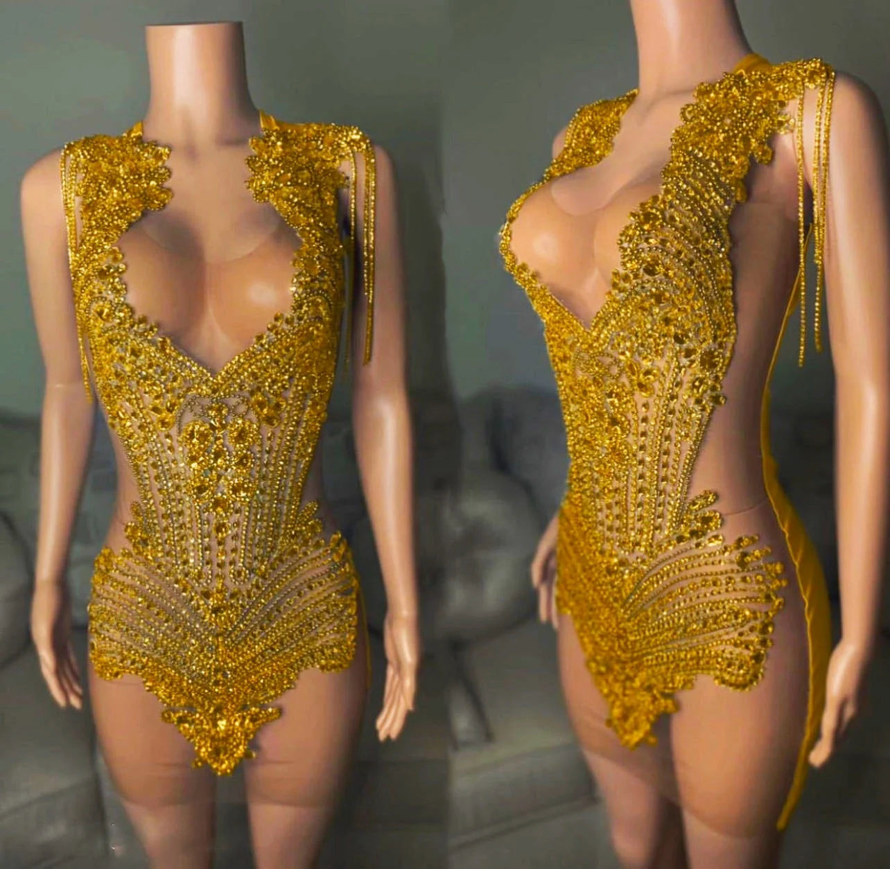 Ocstrade Luxury Clothing Mini Corset Mini Party Club Dresses Women Gold Rhinestone Birthday Dress Diamond Glitter Prom Dresses