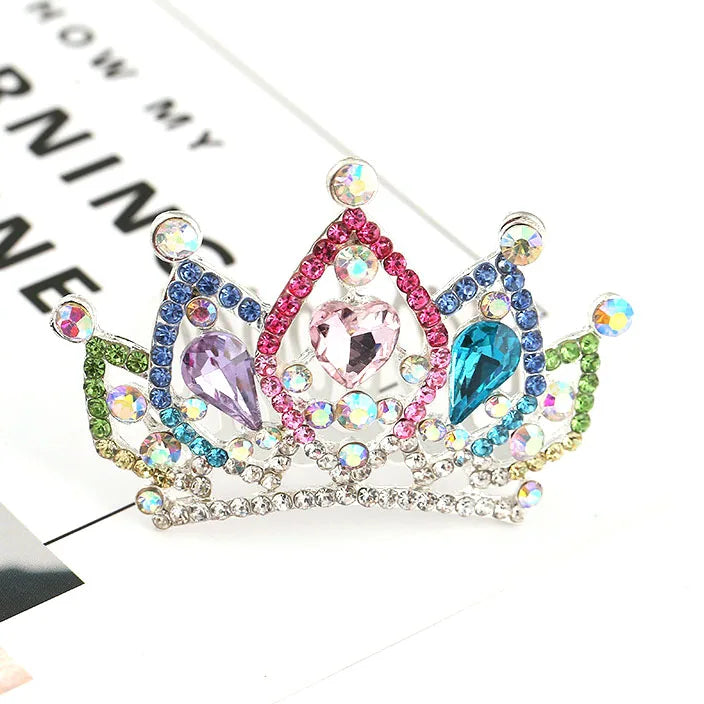 Hot Sale Multi Colored Crystal  Rhinestone Crown Hair Combs/Hair Accessories Luxury Bridal /Girls Hair Accessories