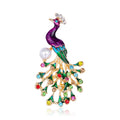 New Wholesale Enamel Animal Brooch Metal Pearl Colorful Diamond Peacock Brooch