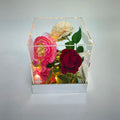 Clear Acrylic Cube Mirrored Base Gift Display Box Square Keepsake Boxes Flower Decor Storage Display Case for Birthday Wedding