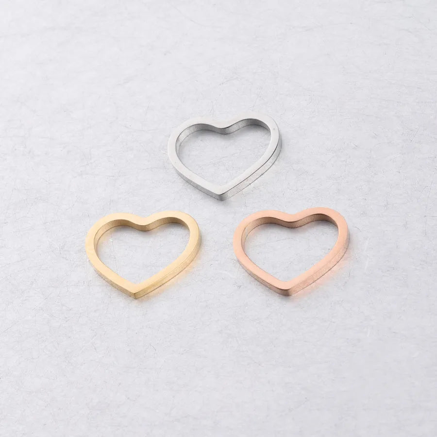 Simple 13*15mm Stainless Steel Pendant 18K Gold Plated Hollow Heart Dangle Charm for Diy Bracelet Accessories Jewelry