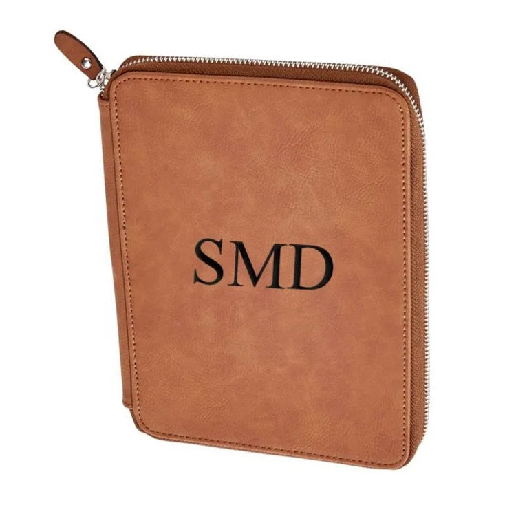 A5 Leatherette Portfolio Blanks Custom Personalized Laserable Pu Leather Portfolio Organizer With Zipper