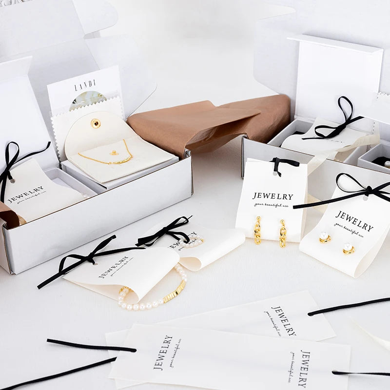 Custom Portable Paper Packaging for Necklaces Bracelets Earrings-Recycled Fabric Jewelry Display Card with Logo