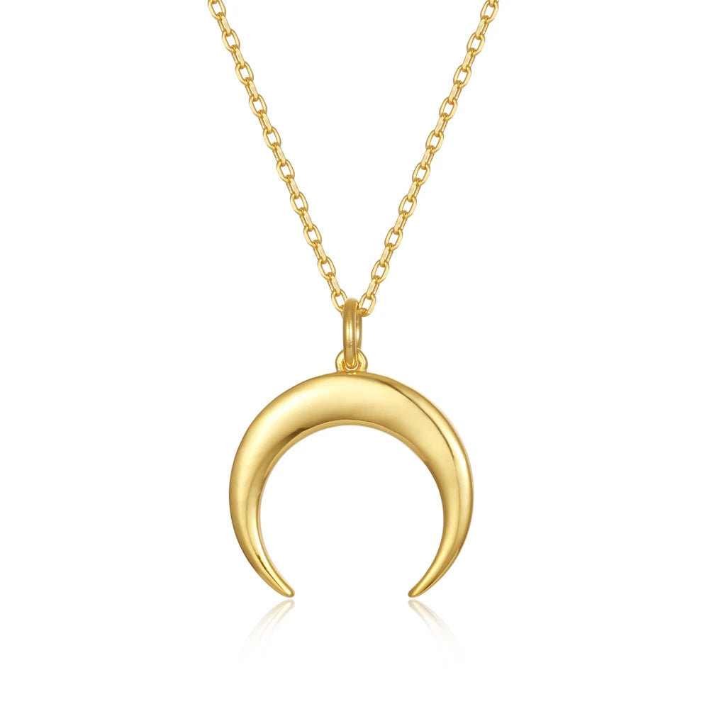 Wholesale 925 Silver Necklace for Women 925 Sterling Silver Moon Pendant Necklace 18K Gold Plated Collarbone Chain Necklace