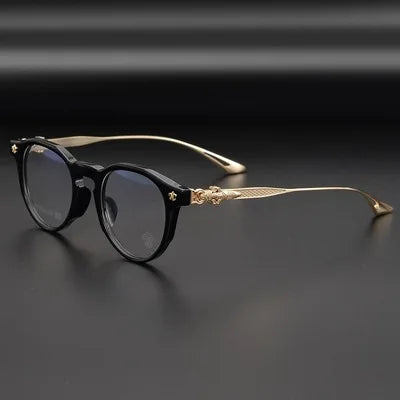 2022 New High-end Retro Small Round Frame Women's Carved Glasses Frame Flat Myopia Glasses