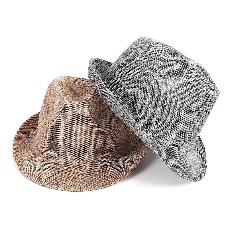 Summer Sequin Jazz Hat Breathable Fedora Beach Hat Fashion Street Dance Hat