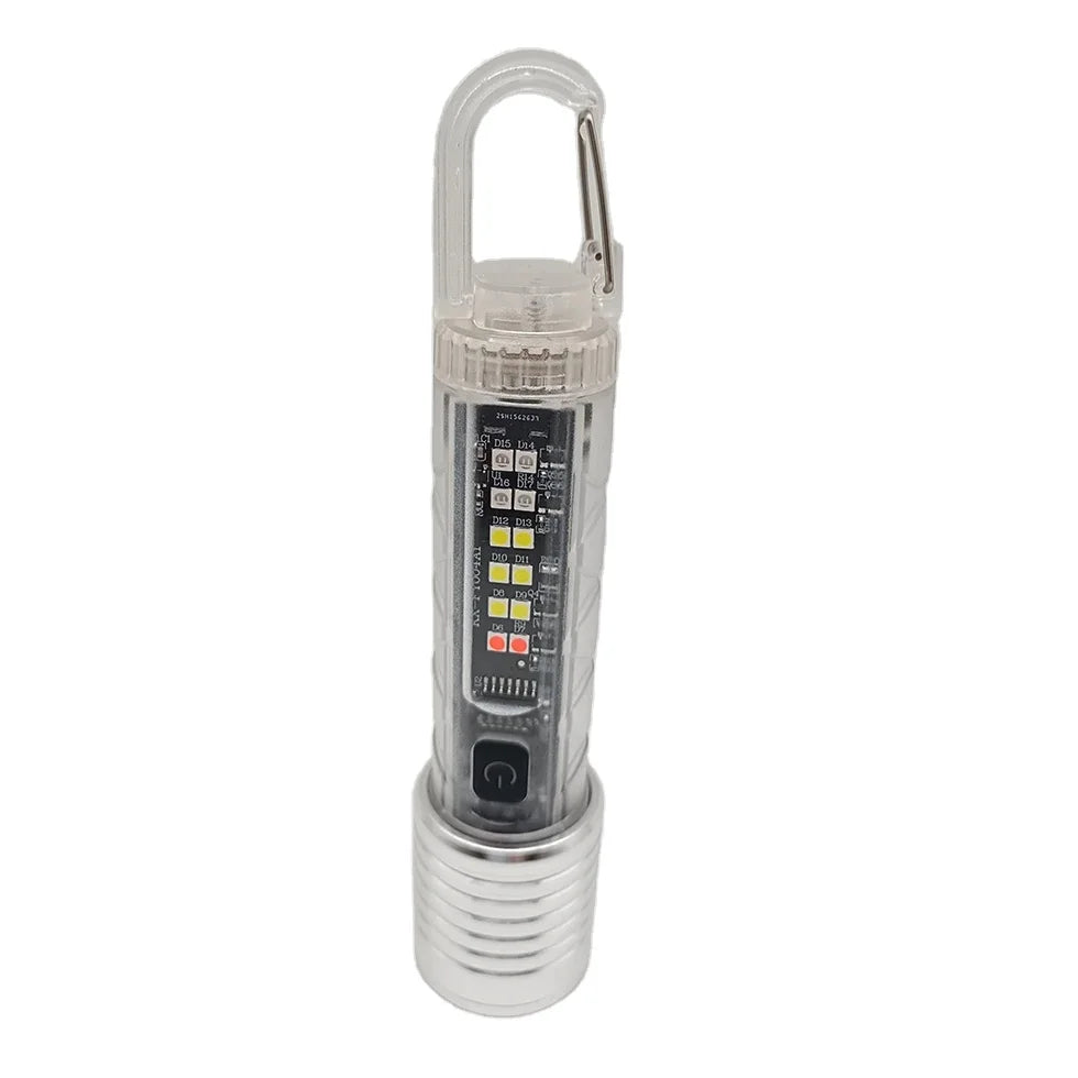 Super Bright 1000Lm Built-In Battery White LED Aluminum ABS Rechargeable Type-C Camping Torch Hook Magnets IP65 Rated 8 Modes
