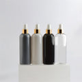 IBELONG 300ml Empty Round Black White Amber Clear PET Cosmetics Pump Bottle with Golden Silver Mist Sprayer