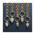 NM43751 Chunky Gold Plated Dipped Citrine Icicle Necklace Statement Crystal Large Chain With Raw Orange White Gem Stone Point