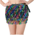 Belly Dance Sequin Tassel Hip Scarf Wrap Skirt Women Girl Festival Club Rave Costumes