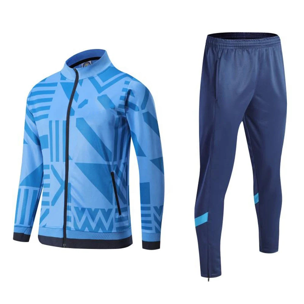 Best Quality Blue Tracksuit Jersey Training Men's Football Soccer Jacket Polyester Football Tracksuit