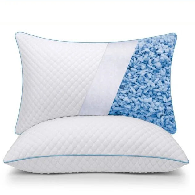 Luxury Hotel Cooling Woven Gel Foam Pillow Adjustable Firm Support Shredded Memory Foam Customizable Side Back Function