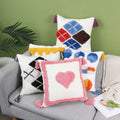 Boho Style Decorative Pillow Covers with Tassels Tufted Bohemian Throw Pillow Covers for Couch Sofa18x18inch