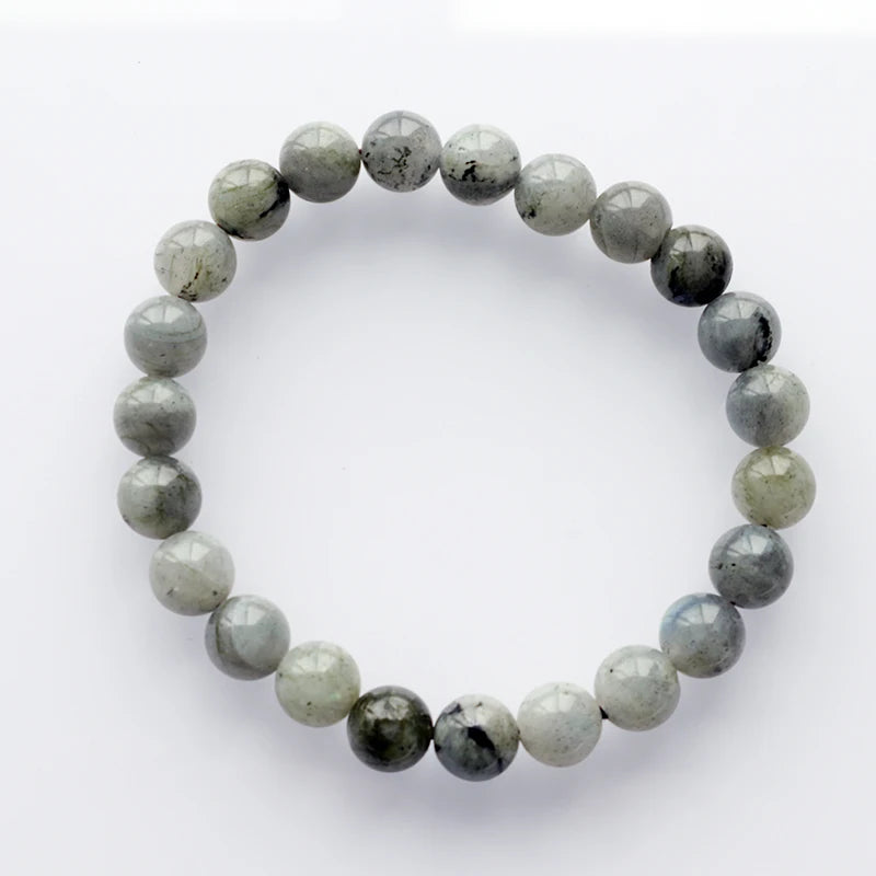 8mm Natural Labradorite Green Round Gemstone Beads Stretch Bracelet Yoga Meditation Beaded Bracelets for Women