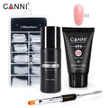 Nail Art CANNI Poly Nail Gel Kit With Brush Nail Tips Slip Solution Kit Pink NaturalThick Acrylic Soft Cover Crystal Gel