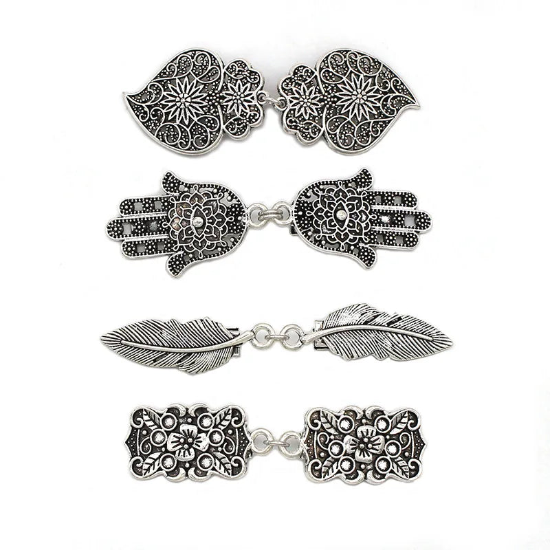 Vintage Retro Cardigan Shawl Sweater Clasp Button-Up Antique Swirl Collar Clip Alloy Jewelry for Children's Wedding