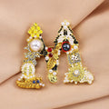 Jachon Vintage Letter Brooches High-quality Personality Crystal Letter Silk Scarf Brooch Pin for Women Accessories Dress Suit