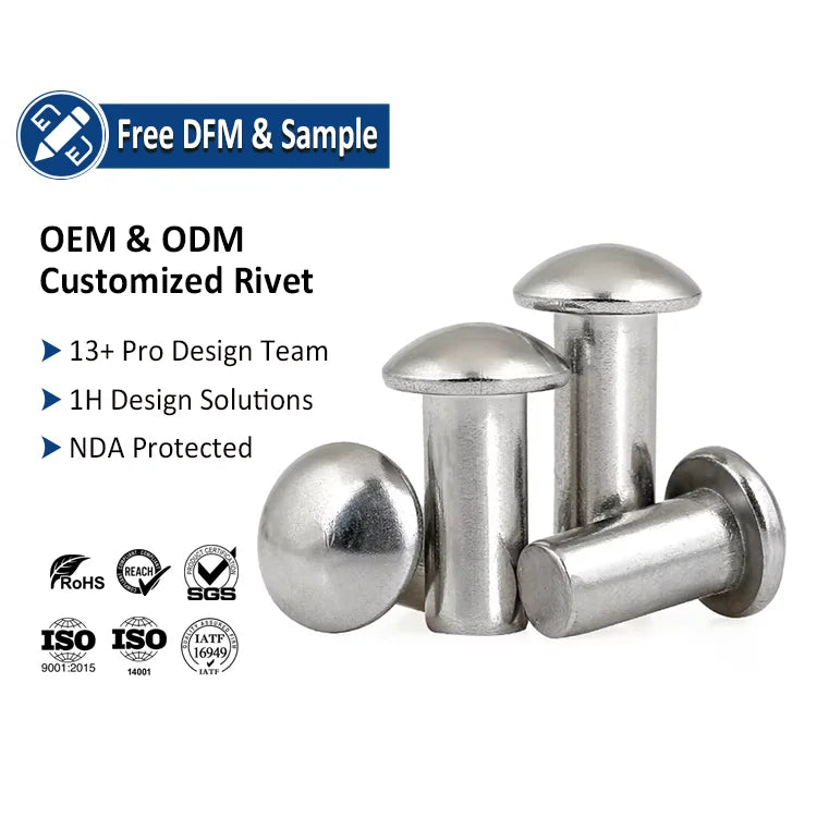 Custom Mushroom Head Rivets GB871 GB1011 M2 M2.5 M3 M4 M5 M6 Round Truss Dome 304 316 Stainless Steel Solid Rivets