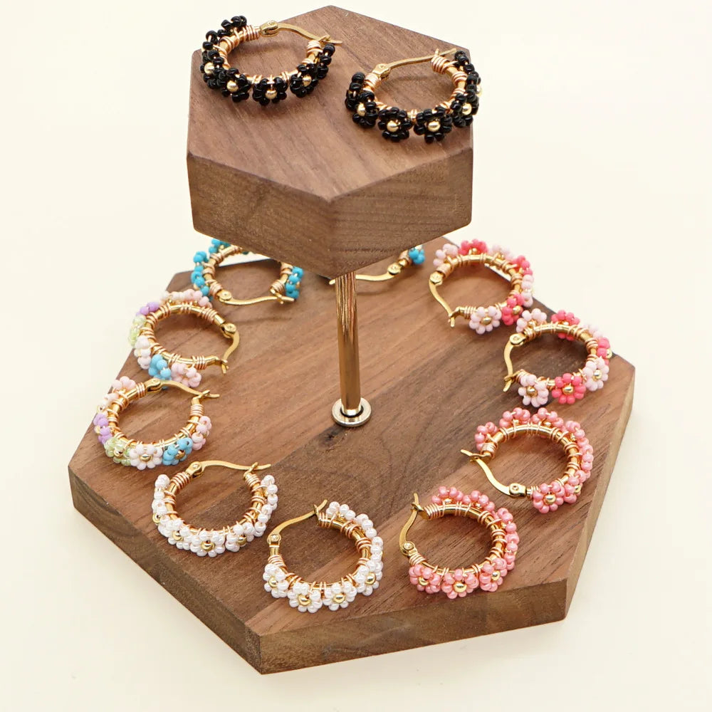 Factory Wholesale Female Personality Jewelry New Bohemian Style Colorful Domestic Seed Bead Women Earrings