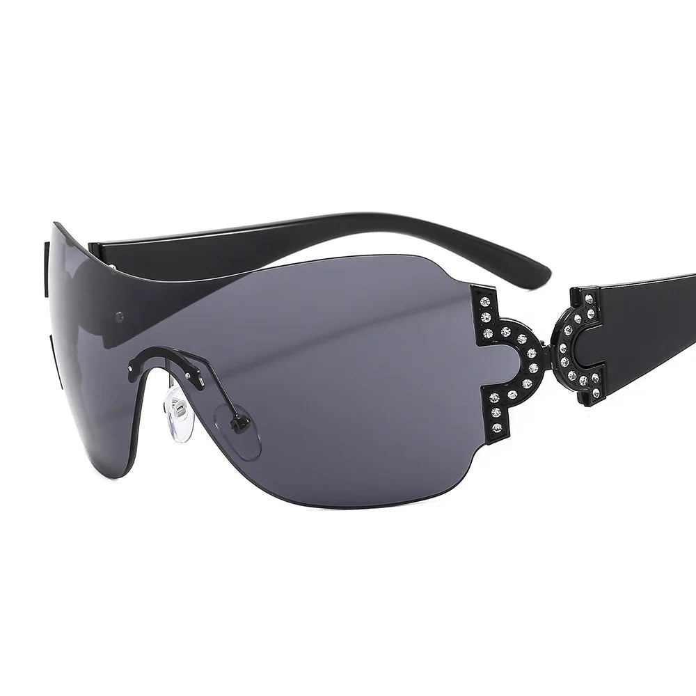 New Arriving Brand Oversized Frame Full Rimless Sunglasses Round Polarized Y2k UV400 Protection Steampunk for Women