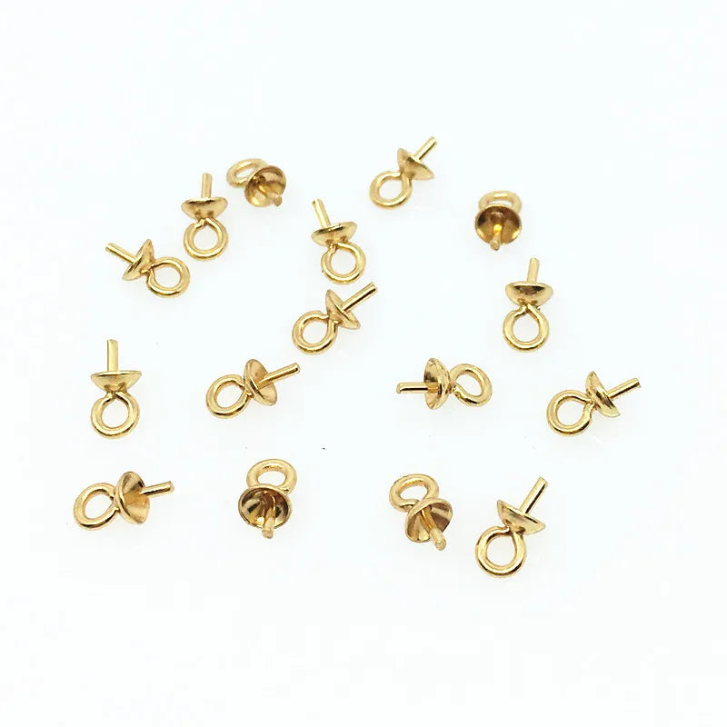 DIY Accessoriesstainless Steel Bead Caps for Jewelry Making wholesale Metal Hanger pendant.100 Pcs/bag