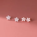 Custom Romantic Style 925 Sterling Silver Flower Stud Earrings Shiny Zircon Ladies Wedding Party Jewelry Sweet Cute for Gift