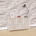 2 Tier 5 Drawer Fabric Dresser Storage Tower with Steel Frame