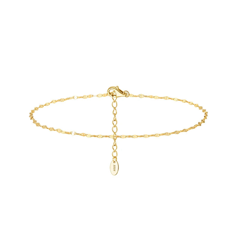 ICEBELA Wholesale Anklet Jewelry 925 Sterling Silver Ankle Bracelet Chains for Women 14K Gold Plated Ancle Chain Anklets