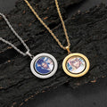 Custom Rotating Double Sided Photo Necklace Stainless Steel Silver/Gold Plated Punk Style Unisex Personalized Picture Pendant