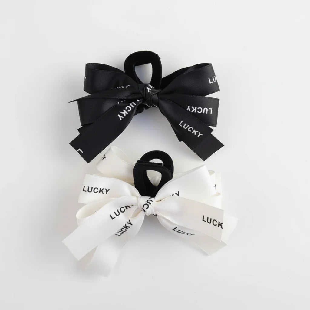 Women French Design Bow Hair Accessories Fabric Lucky Letter Bowknot Hair Claw Clip