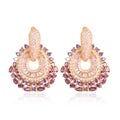 2 in 1 Ladies Popular Party New Trend Gold Plated Purple Pink Cubic Zircon Fashion Drop Earrings for Women Hoop Earrings Jewelry